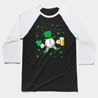 Baseball Leprechaun With Beer And Shamrocks Dancing Patrick Baseball T-Shirt